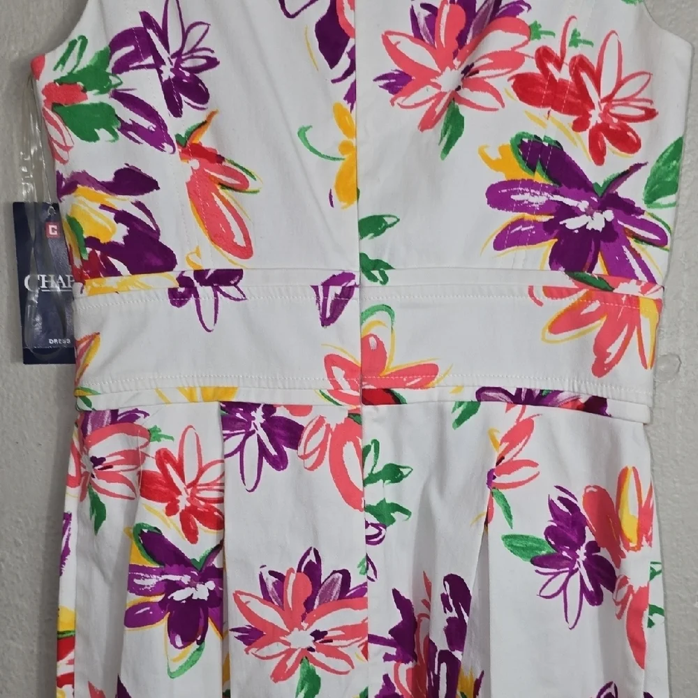 Chaps Pink and Orange Sleeveless Midi Sundress - Picture 3 of 6